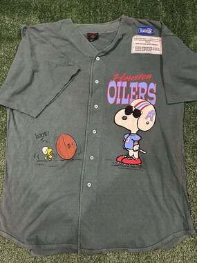 1994 Peanuts Snoopy Houston Oilers Baseball Jersey